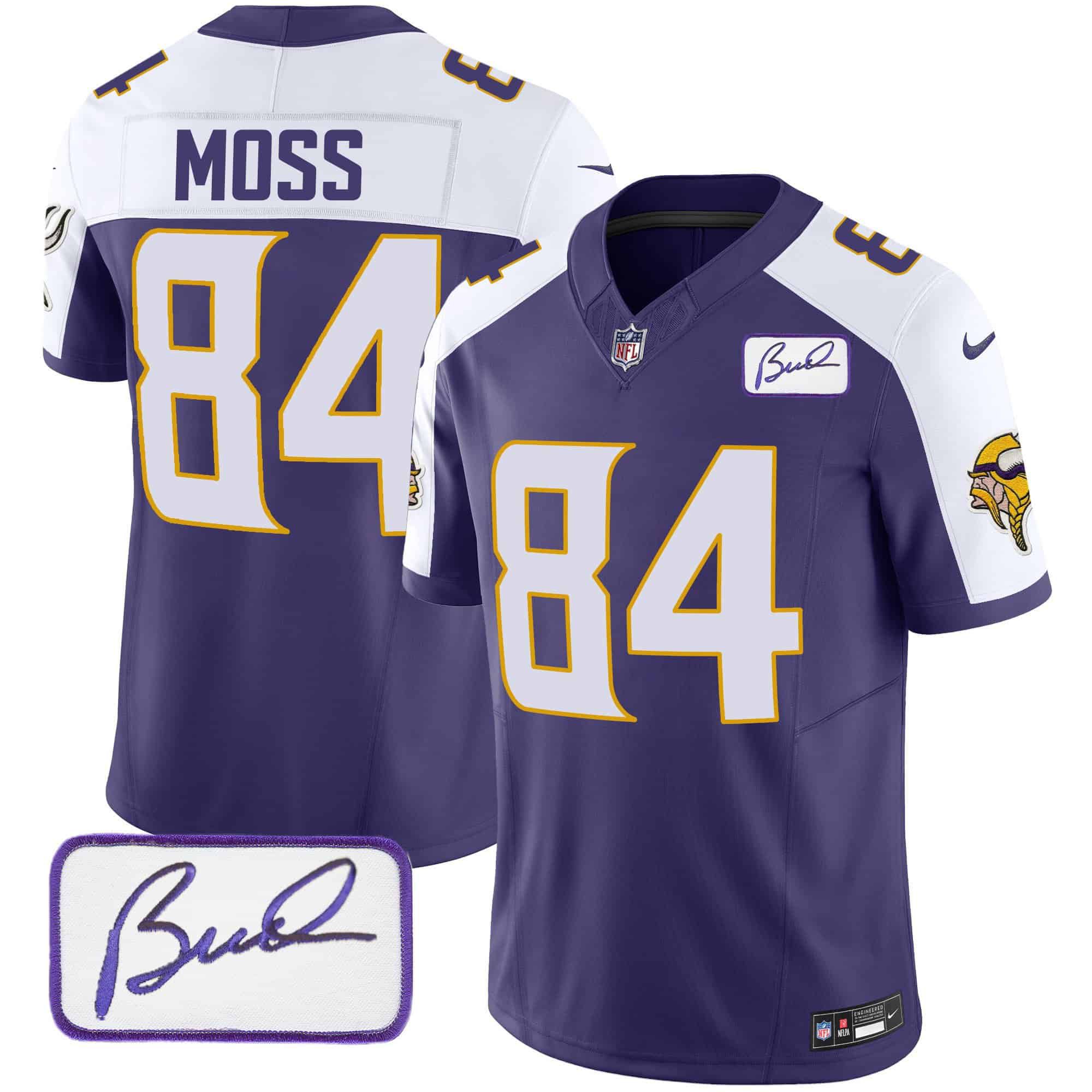 Men Minnesota Vikings #84 Moss Purple 2024 Nike Bud Grant Patch Classic Limited NFL Jersey style 2->indianapolis colts->NFL Jersey